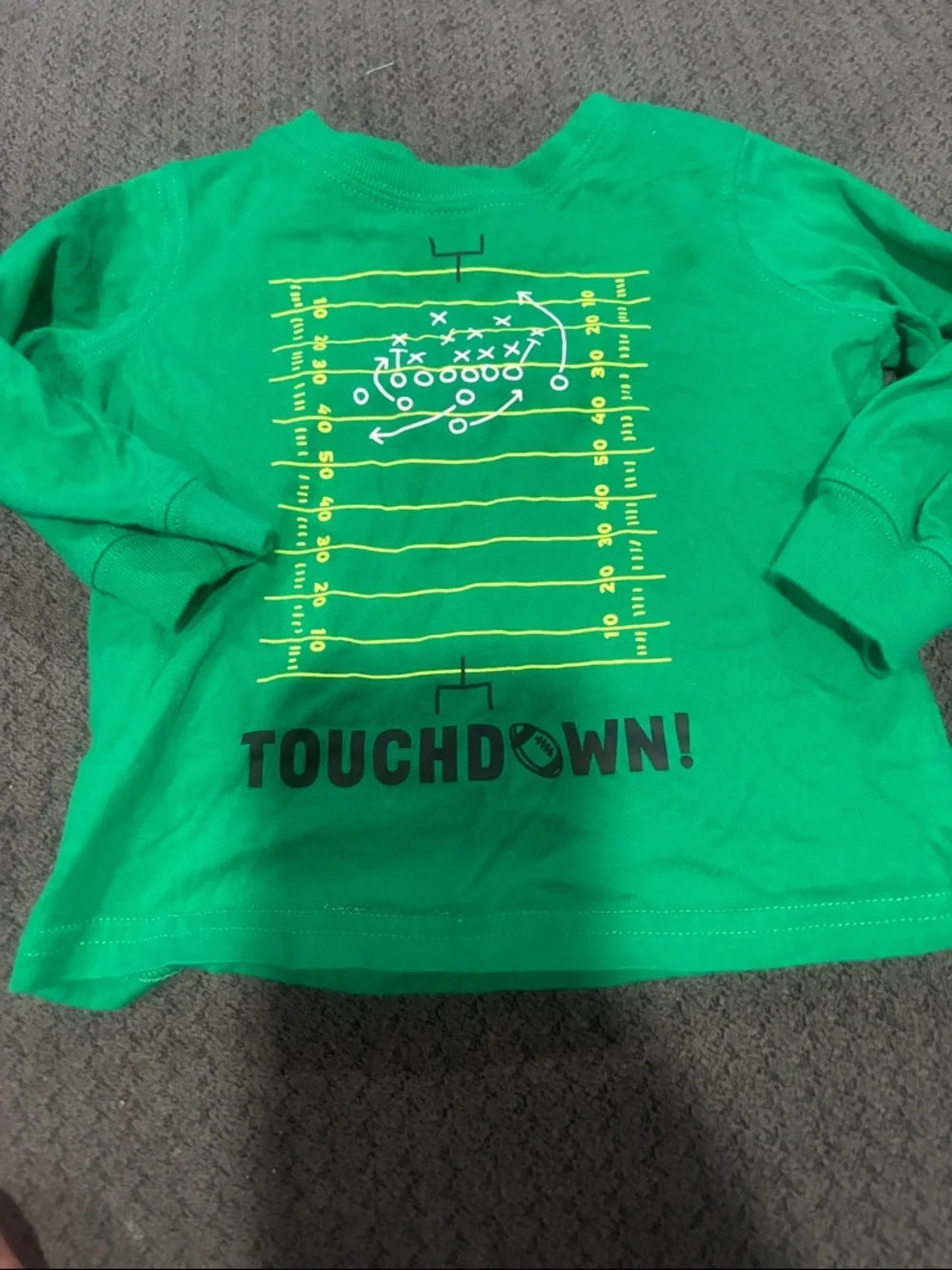🟢10/$10 - Touchdown! Green Kids Football Long-Sleeve Top